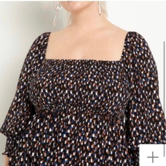 Eloquii Smocked Puff Sleeve Mini Dress - Picture 5 of 8